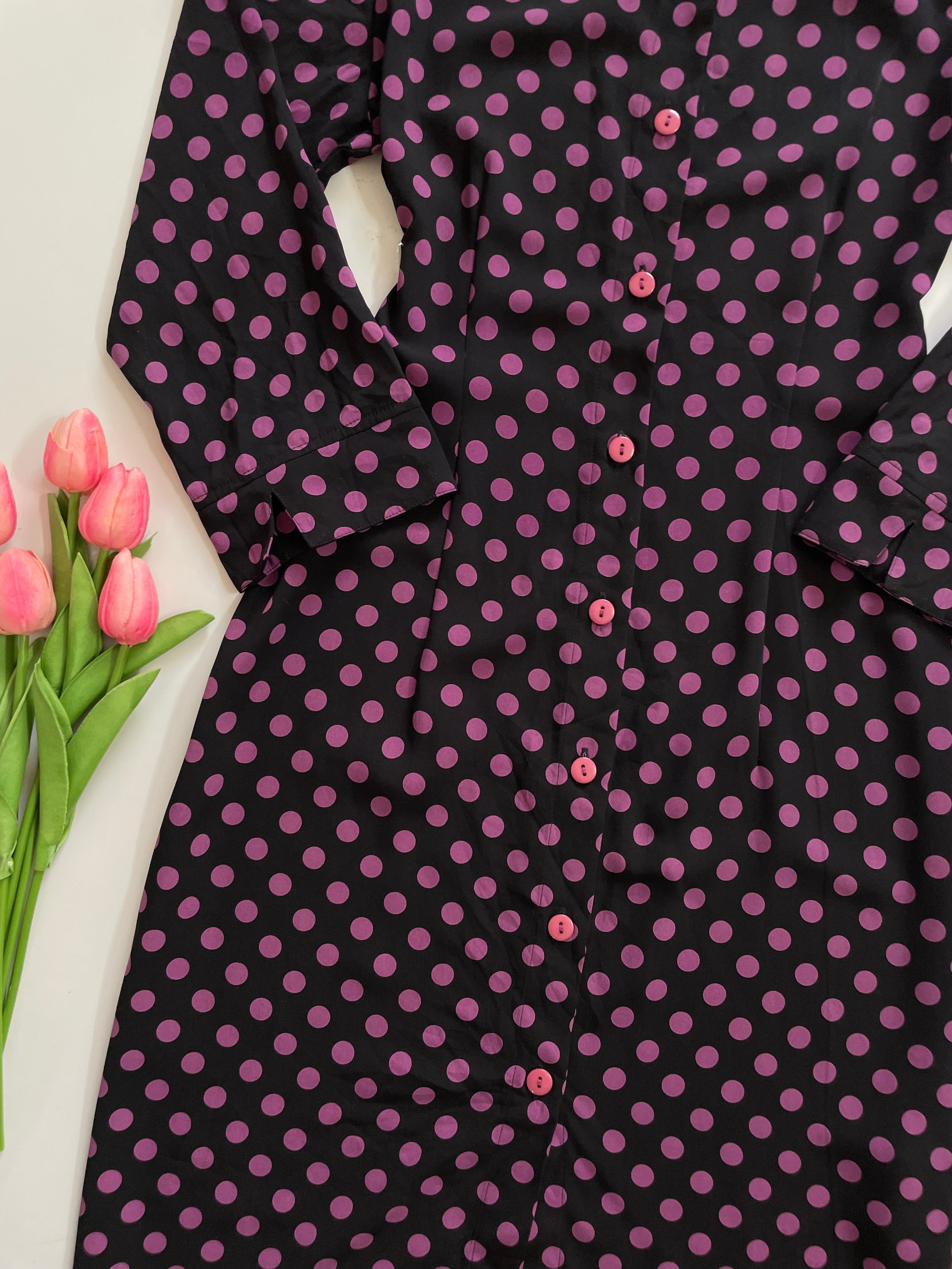 3 SUISSES POLKA DOTTED BUTTON DOWN DRESS - BUST 36 - Image 3