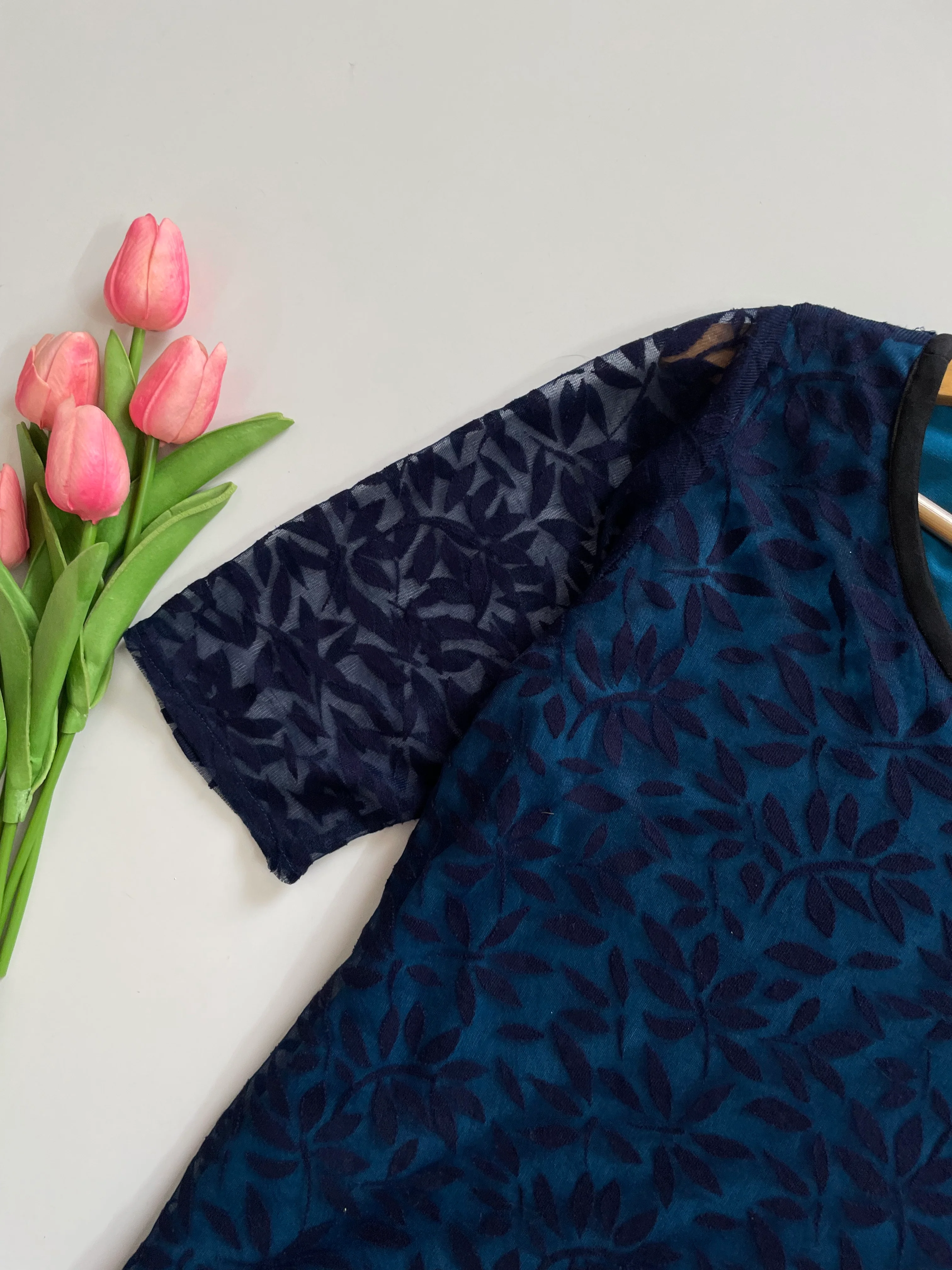 BLUE BLACK LACE TOP WITH LINING BUST - 36 to 40 - Image 3