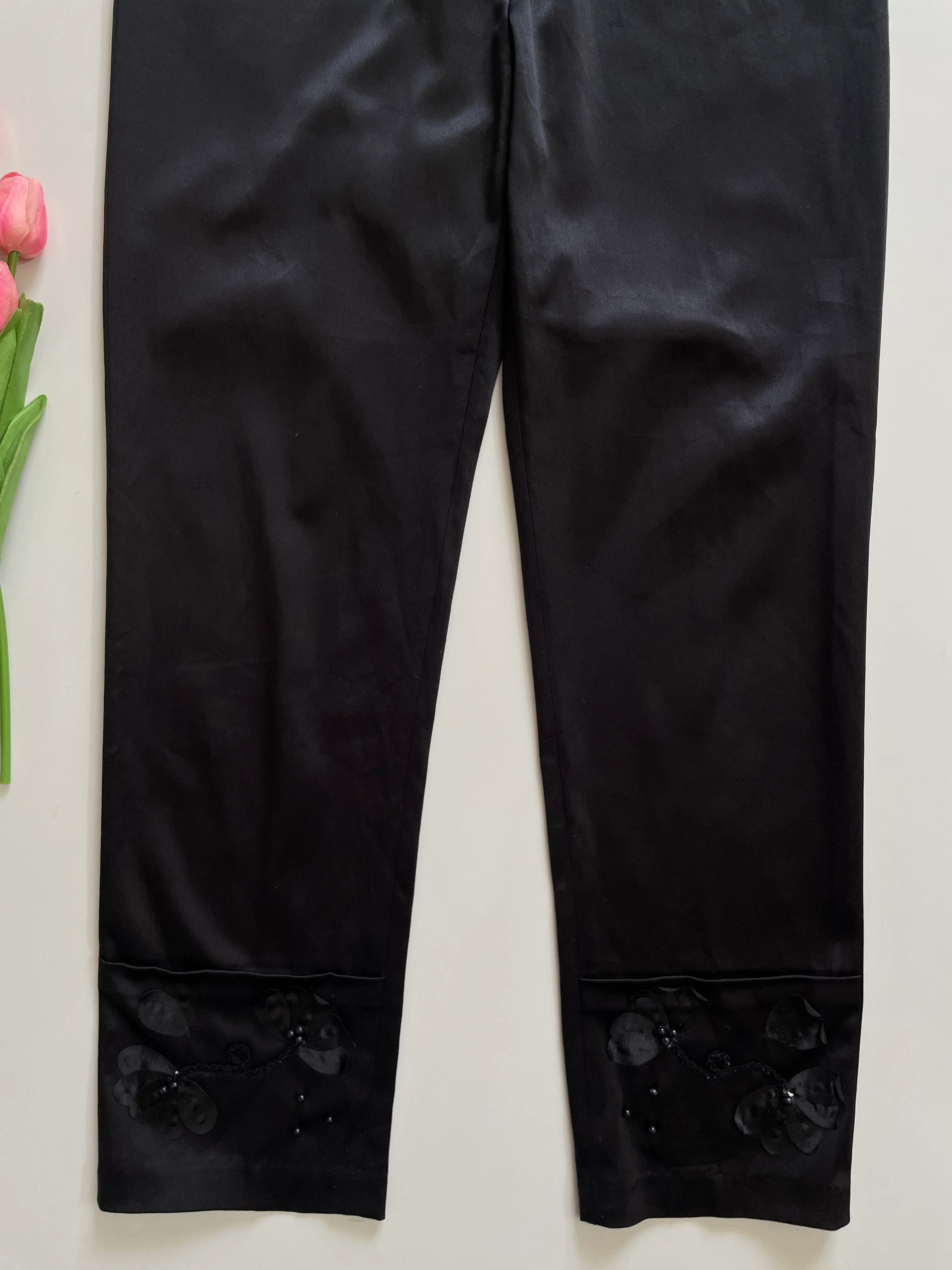 A JON PATCHWORK BLACK PANTS - WAIST 28 - Image 3