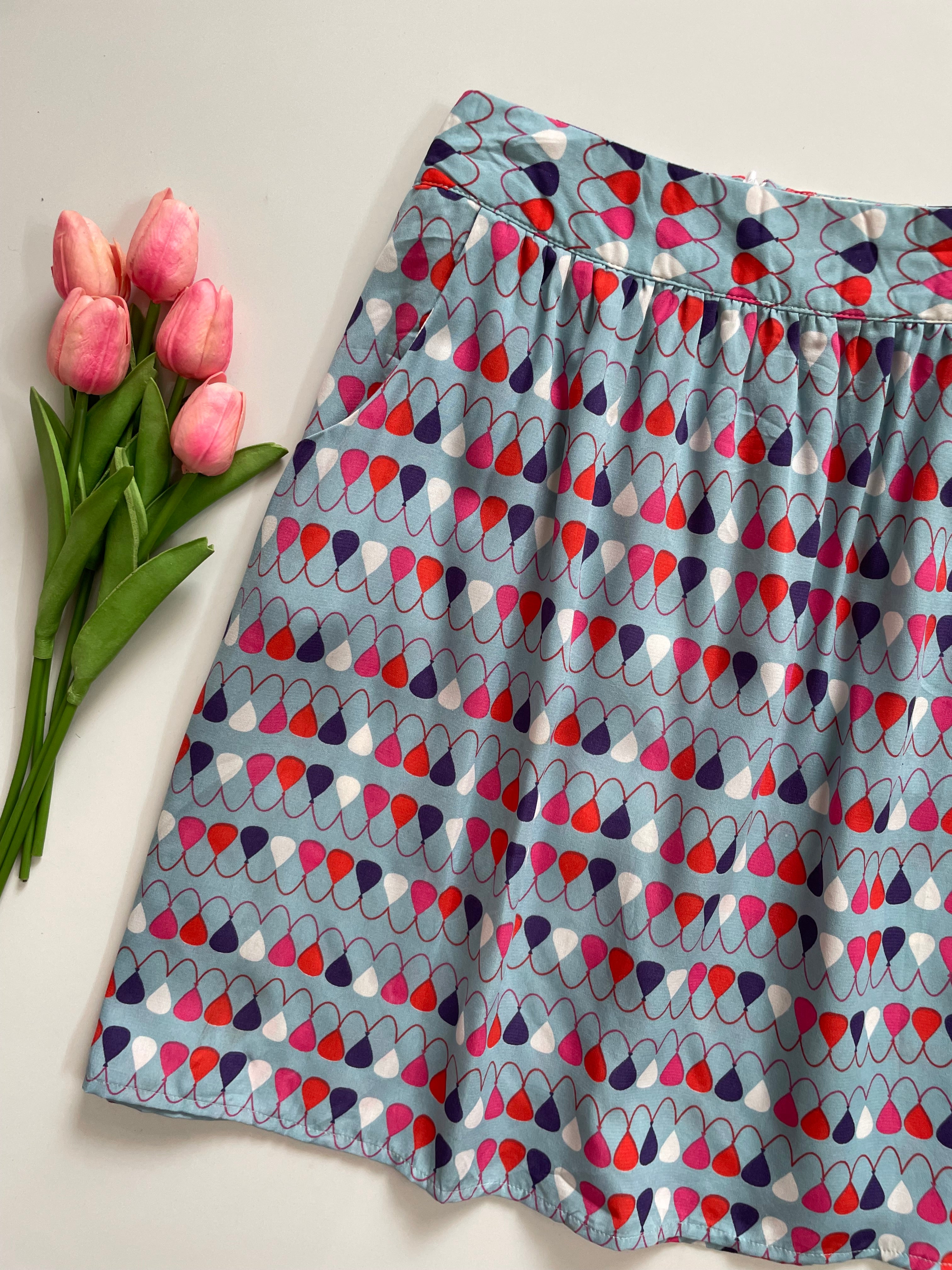 FERVOUR BABY BLUE PRINTED SKIRT - WAIST 34 - Image 3