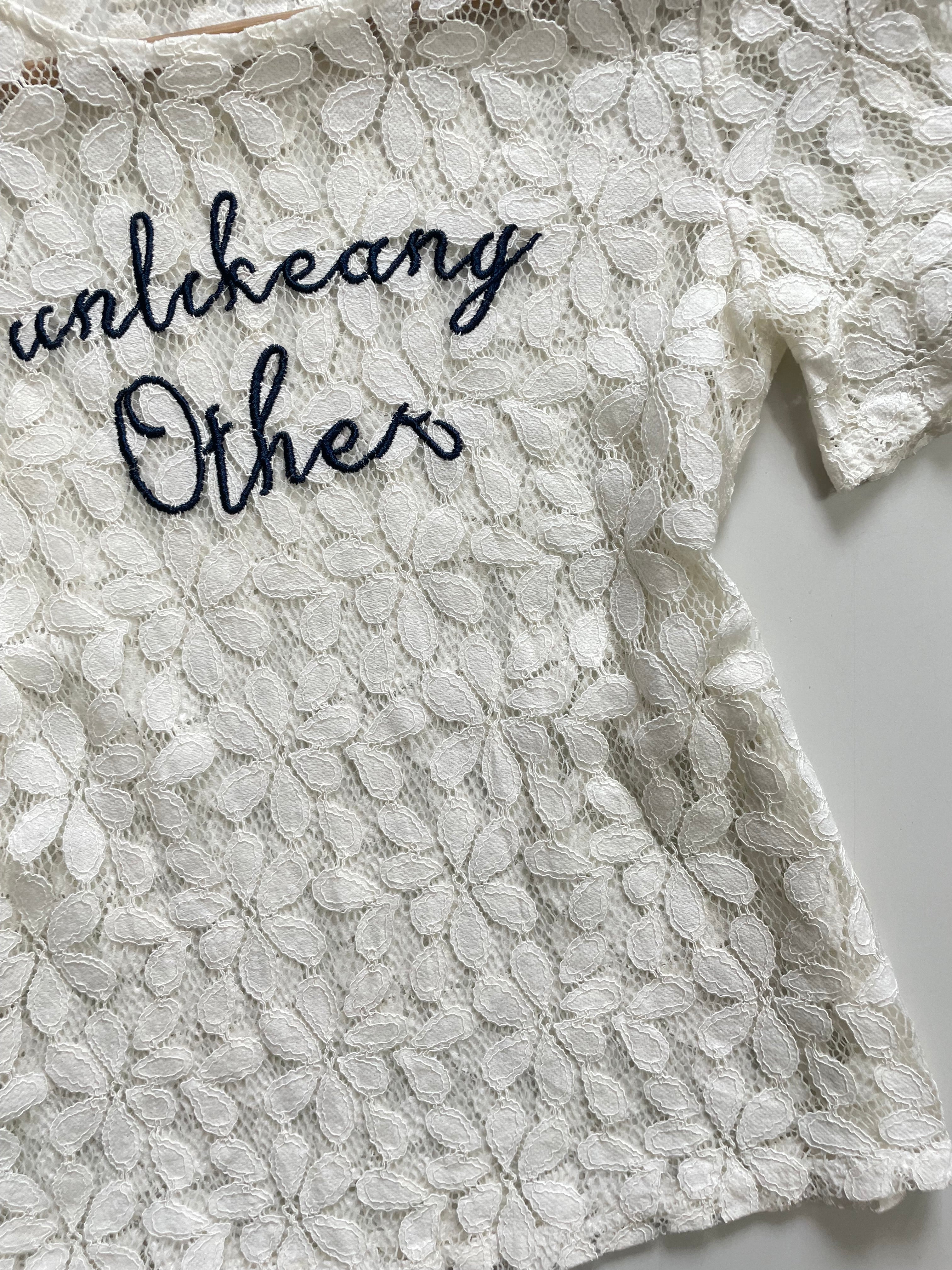 WHITE LACE TYPOGRAPHY SHEER TOP - BUST 28 TO 30 - Image 3